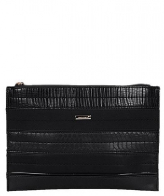 David Jones Faux Leather With Texture Patterned Clutch  52671 38643 Black